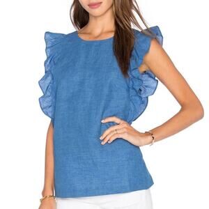 M.I.H Jeans S Womens Caval Top Blue Ruffle Button Detail Down Back Revolve